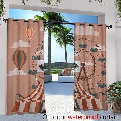 Amazon Com Loveeo Circus Grommet Outdoor Curtains Ferris