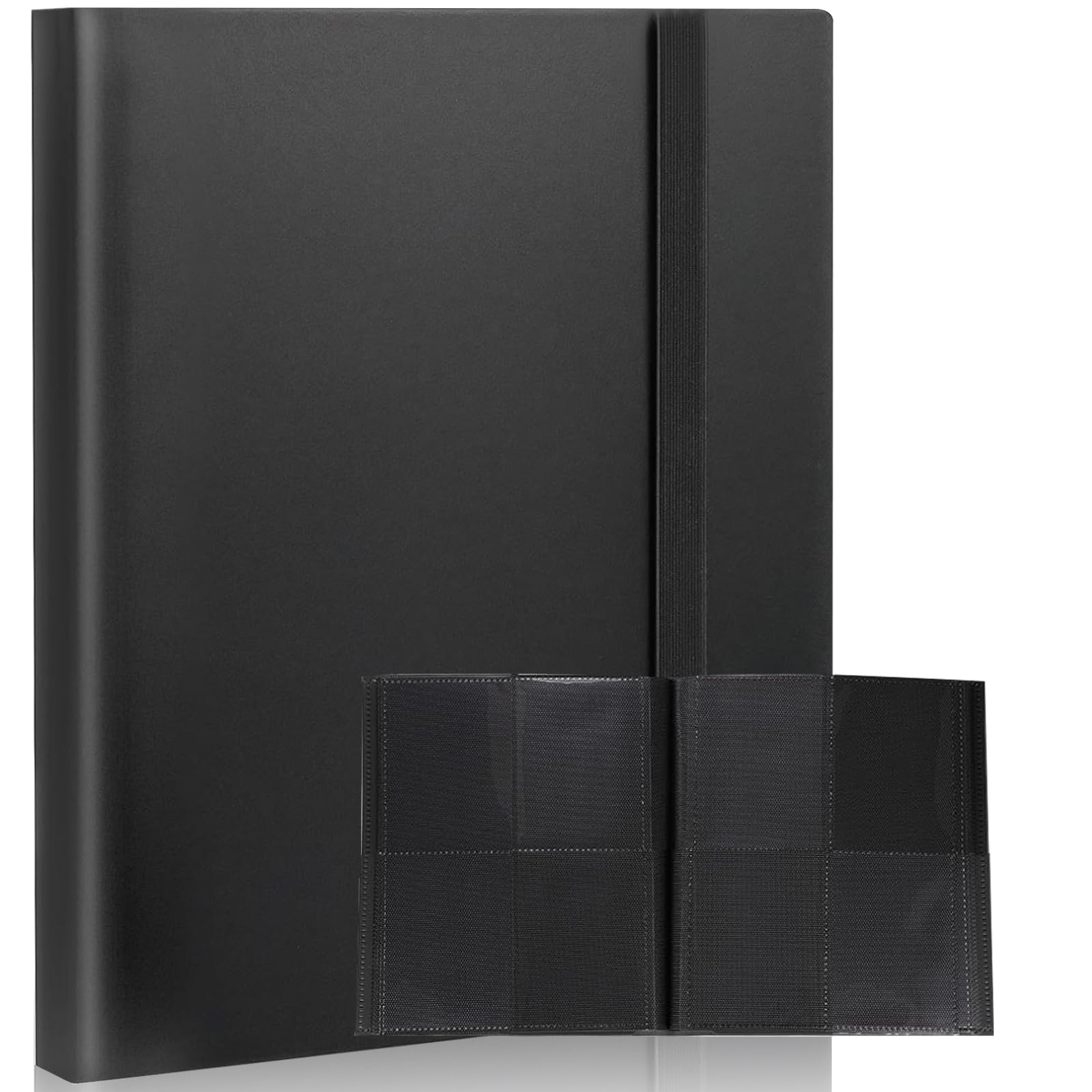 SiHuiTu Trading Cards 4 Pocket, 160 Cards, Card Album Fit for TCG Baseball Football Sports Card, Easy to Insert Card Collection Binders 20 Side-Loading Pages, (4 Pockets Black)