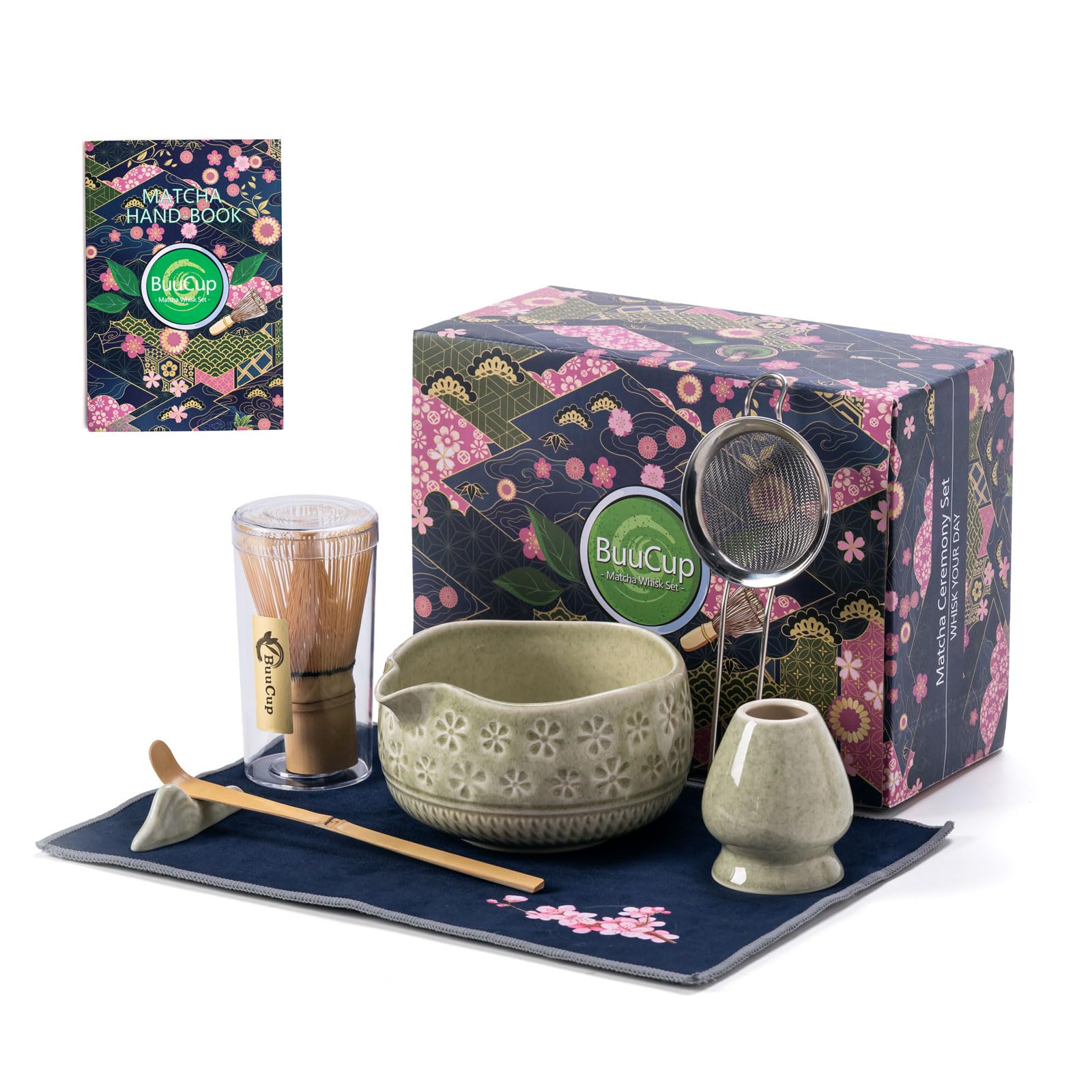 Photo 1 of *MISSING PARTS - See Clerk Notes*
Buucup Matcha Whisk Set, Ceramic Matcha Kit Set Includes Matcha Bowl, Matcha Whisk and Holder, Bamboo Scoop, Scoop Rest, Sifter and Tea Towel - 7 Pcs Matcha Kit for Matcha Lovers (Mottled Green)