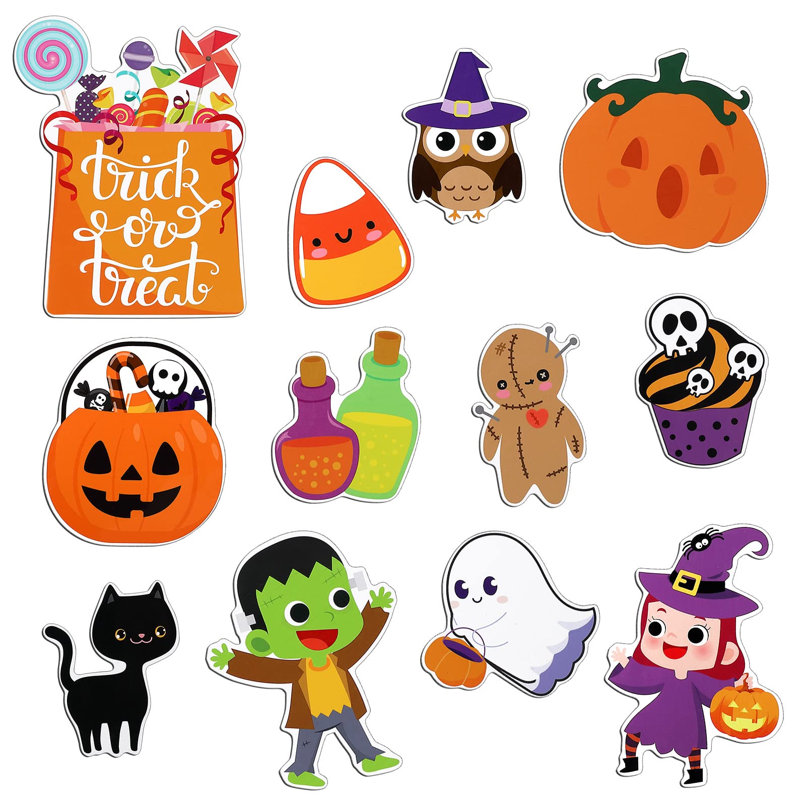 Photo 1 of 12 Pcs Halloween Magnet Fridge Car Magnets Pumpkin Ghost Refrigerator Decoration Stickers Garage Door Magnets Halloween Holiday Waterproof Magnetic Decals for Locker Home (Cute Style)
