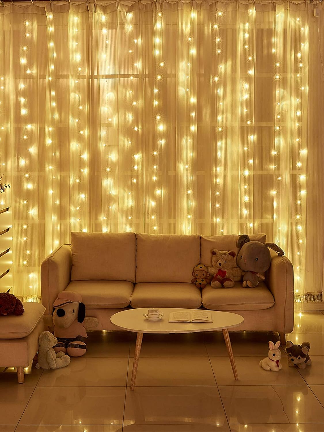New 300 LED Window Curtain String Light Wedding Party Home Garden Bedroom Outdoor Indoor Wall Decorations, Warm White