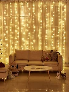 New 300 LED Window Curtain String Light Wedding Party Home Garden Bedroom Outdoor Indoor Wall Decorations, Warm White