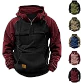 SHAOBGE Tactical Hoodies for Men 2024 Quater-Zip Pullover Vintage Sweatshirt Casual Long Sleeve Cargo Hoodies with Pocket