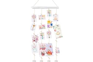 NIUBEST Wooden Hanging Photo Display Pictures Holders with 20 Clips,Picture Collage Wall Decor,Display Kinds of Greeting Cards