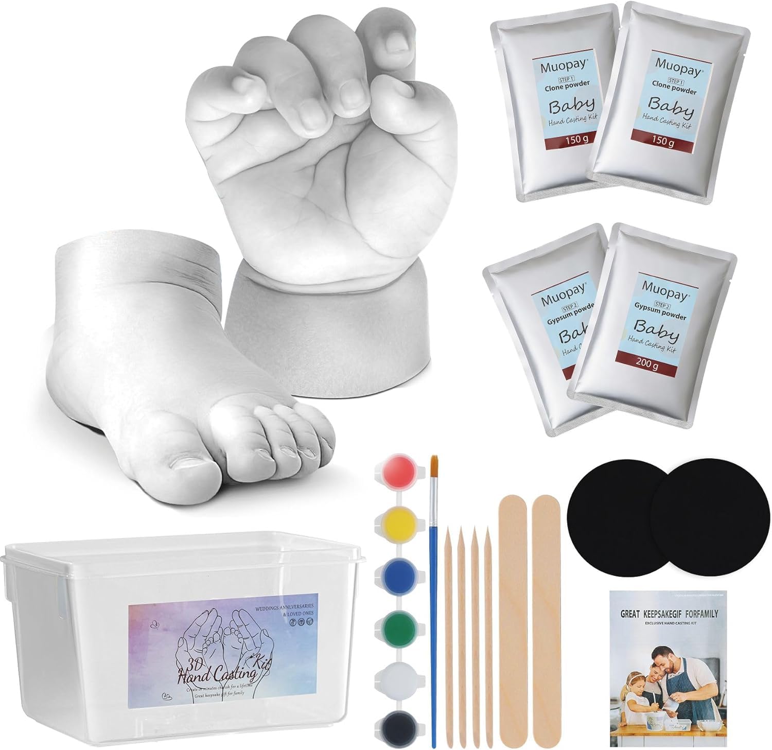 Photo 1 of Baby Handprint & Footprint Casting Kit, Baby Casting Kit, Gifts for New Moms, Personalized Keepsake Stuff, 3D Moulding Gift Set for Girls and Boys, Handprint Keepsake Mom to Be Gift
