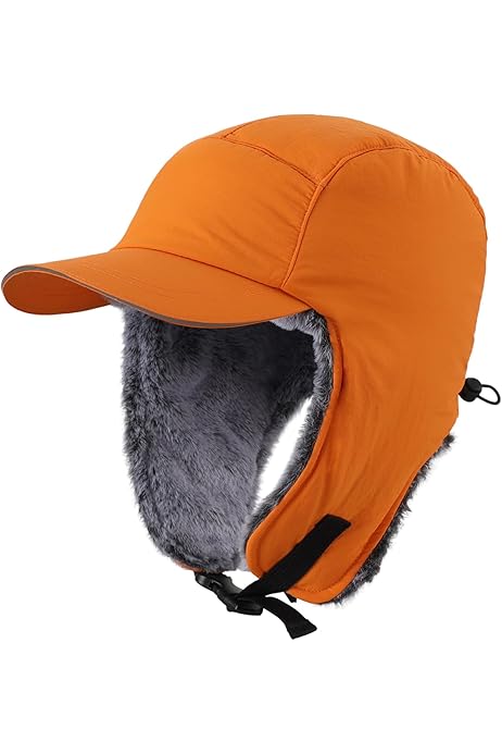 Aviator Hat Hunter Orange Trapper Hat Russian Winter Trapper Hat
