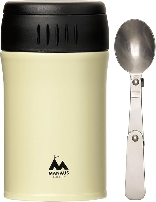 Amazon Amazon限定ブランド Manaus マナウス 真空断熱 保温 スープジャー ベージュ 500ml スプーン付き 断熱フード ジャー オンライン通販