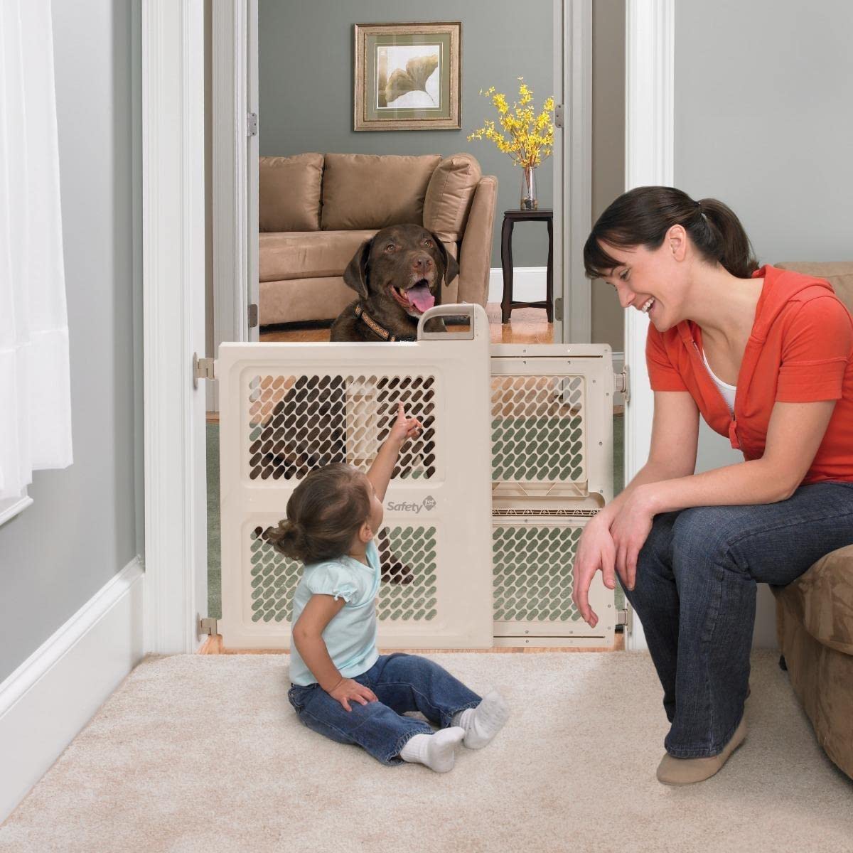 Safety 1st Baby Gates for Doorways, Pressure Mount Lift, Lock and Swing, Dog Gates, Hardware Gate for Stairs, Fits 28