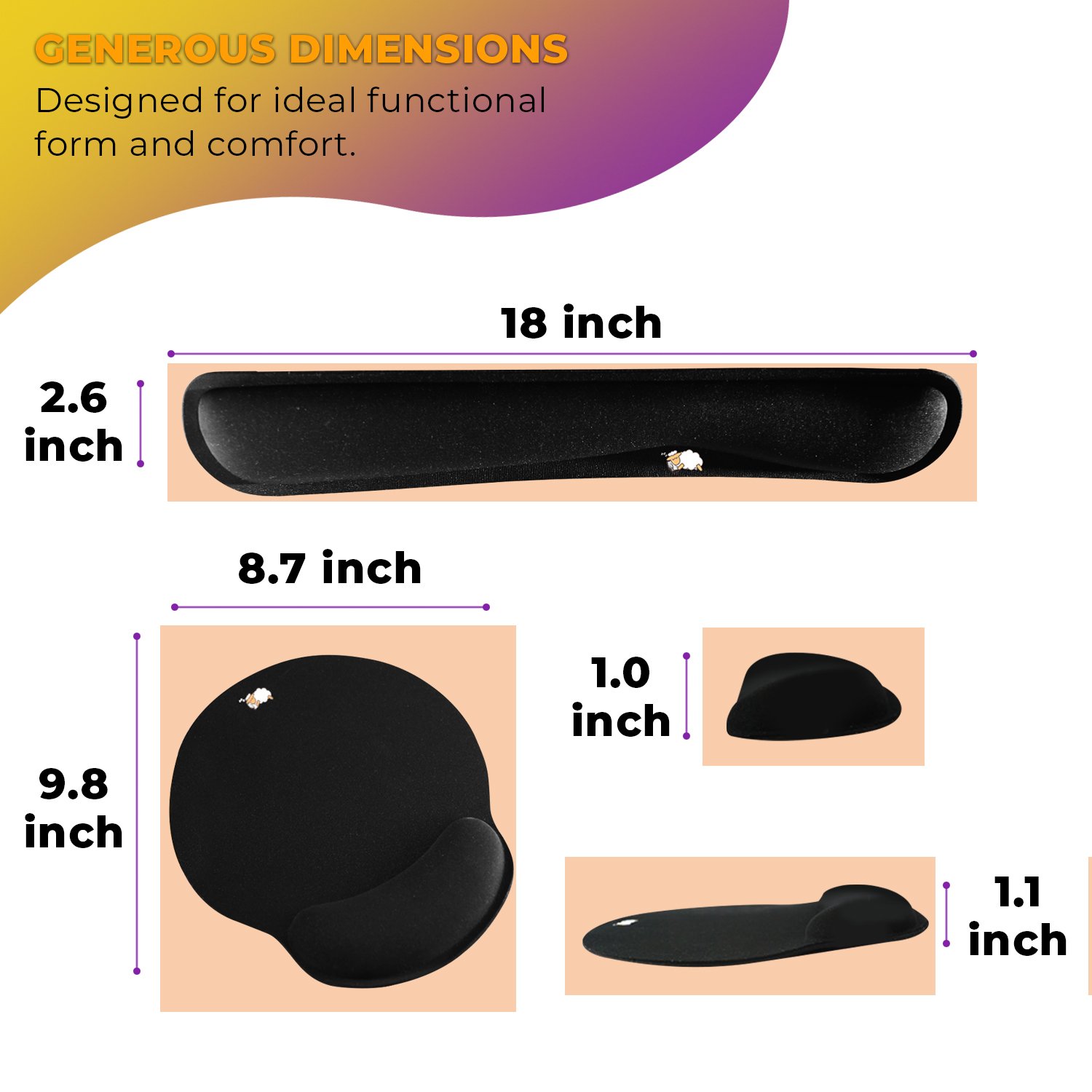 CushionCare Keyboard Wrist Rest Pad - Mouse Pad Included - Ergonomic Support - Made of Foam That Is Built to Last- Provides Comfort and Support to Hands