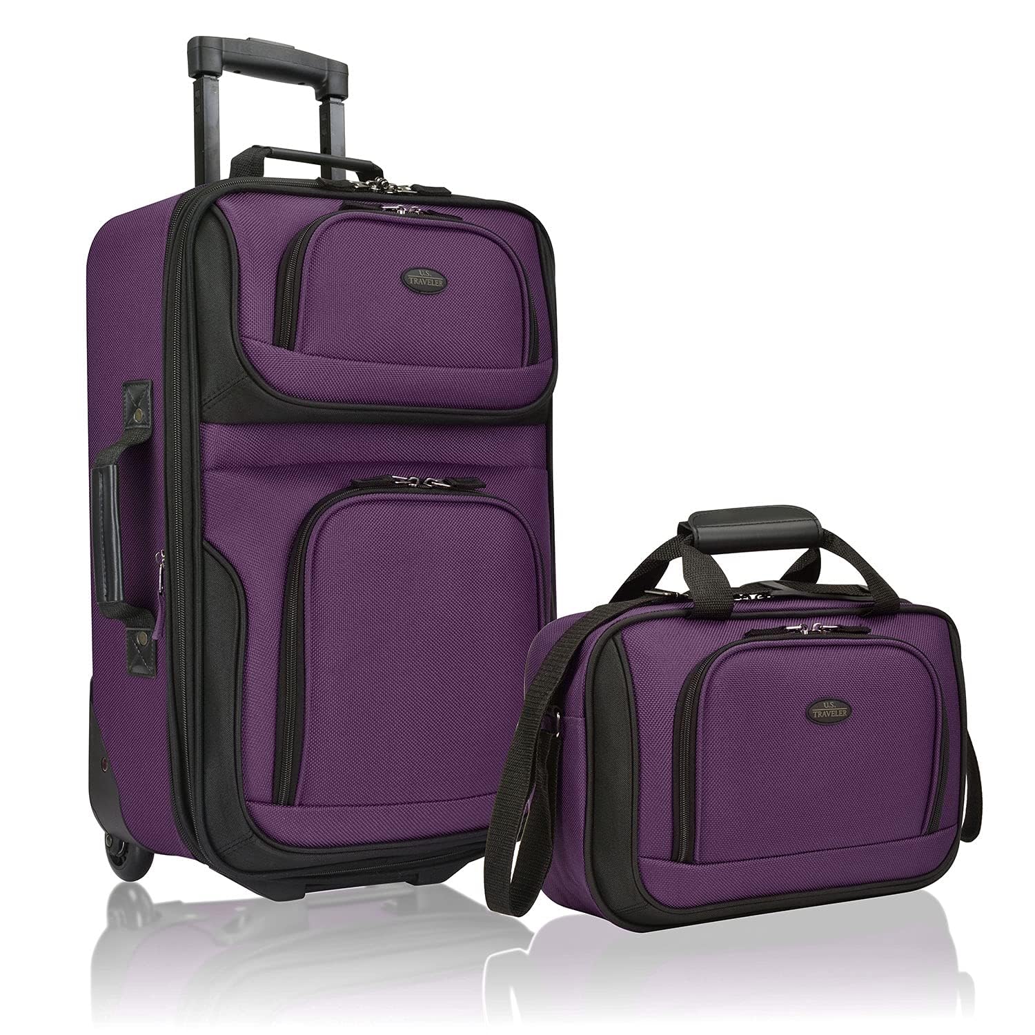U.S. Traveler Rio Rugged Fabric Expandable Carry-on Luggage Set, Purple, Set, Rio Rugged Fabric Expandable Carry-on Luggage