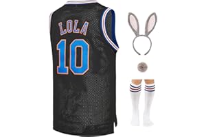 MEBRACS Mens #1 Bugs #10 Lola Basketball Jersey for Women Couples Halloween Cosplay Costume Movie Outfit with Accessory