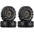 INJORA 1.3" Wheel Tires Set S5 Swamp Claw Mud Terrain Tires 70 * 27mm for 1/18 1/24 RC Crawler Car(Black Gold)