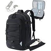 BAGSMART Carry On Travel Backpack, 17.3 Inch Large Travel backpack Carry On Flight Approved, Personal Item Backpack Travel Bag With Shoe Bag, 27L Water Resistant Casual Daypack, Black