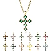 CONRAN KREMIX Cross Necklace for Women – 14K Gold Plated Dainty Diamond Necklaces Birthday Gift for Mothers Cubic Zirconia Faith Jewelry, First Communion, Birthstone Necklaces