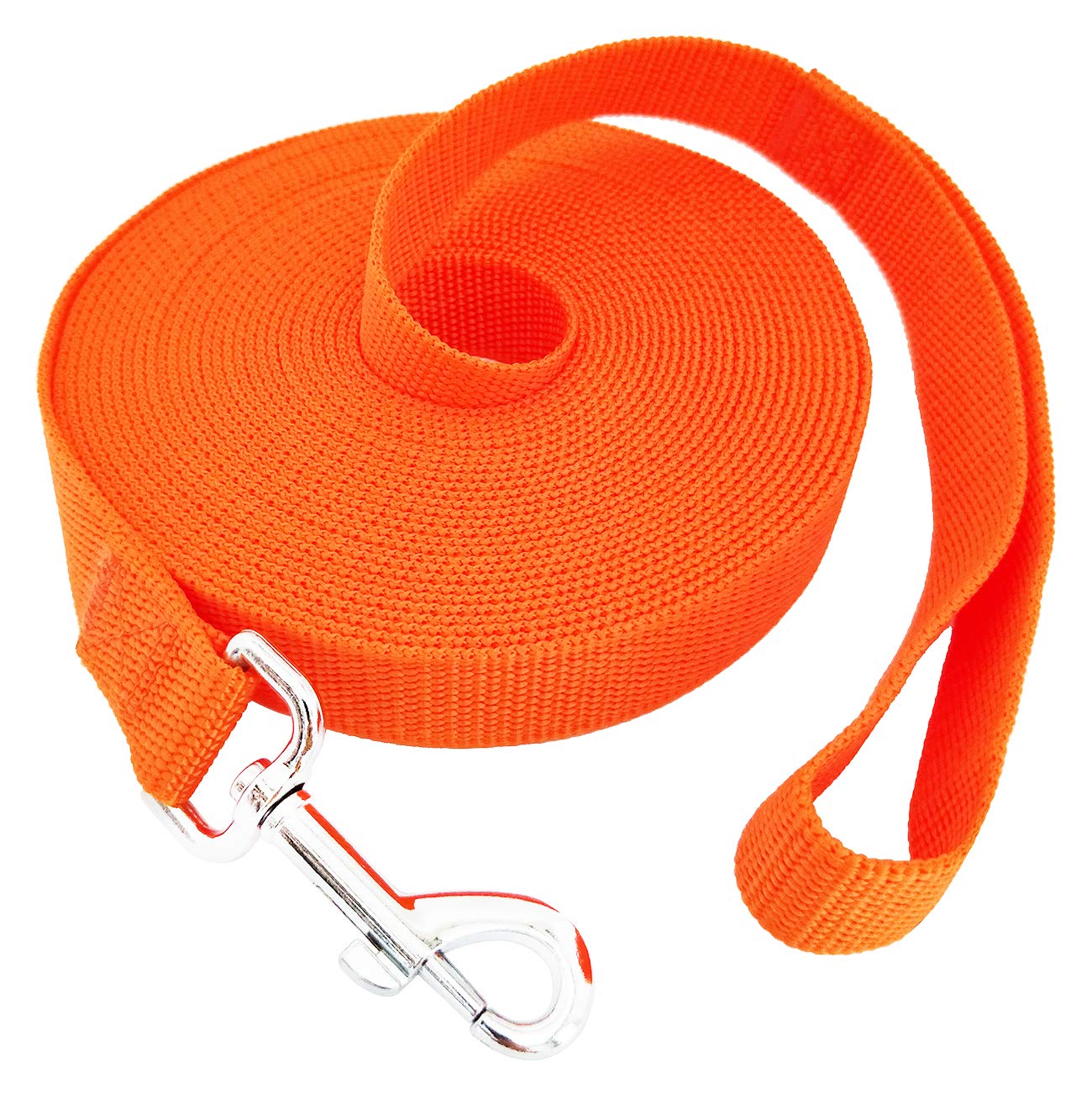 SALO Nylon Training Dog Leash for Small Medium Large Dogs, 1 Inch Wide, 20ft 30ft 40ft 50ft Long Leash Dog/Puppy Lead for Obedience Recall Training, Camping, or Backyard (30 Foot, Orange)