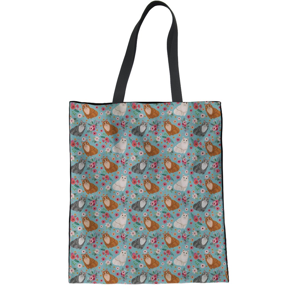 HUGS IDEA Maine Coon Cat Shoulder Bag Handbag Outdoor Travel Tote Bag Student College Bag