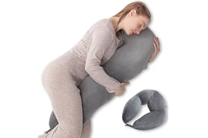 TEXSTEAD HugPillow Weighted Memory Foam Multi-Functional Body Pillow with Fleece Cover, Side Sleeper Body Pillow, Long Firm Bed Pillow, Machine Washable Cover