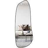 WallBeyond Irregular Wall Mirror, Asymmetrical Mirror Wall Mounted with Black Framed for Living Room, Bathroom, Bedroom, Entryway Wall Decor, 46"&times;18", Black