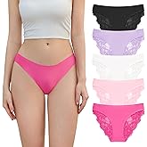 DEANGELMON Sexy Lace Underwear For Women Seamless No Show Hipster Panties Cheeky Bikini Panty Pack