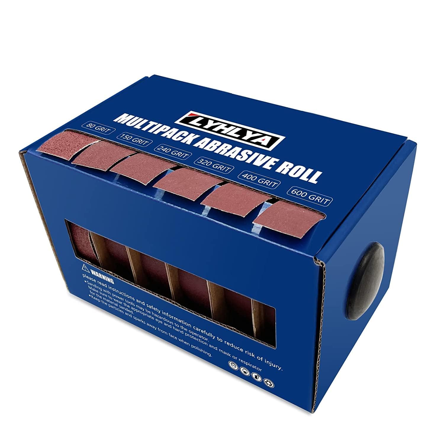 Boxed Assorted Sandpaper Rolls, 1 Inch x 19.7 Feet Emery Cloth Roll 6 Grits Abrasive Paper with Dispenser for Woodworking, Furniture Repair, Metal Polishing, 80/150/240/320/400/600