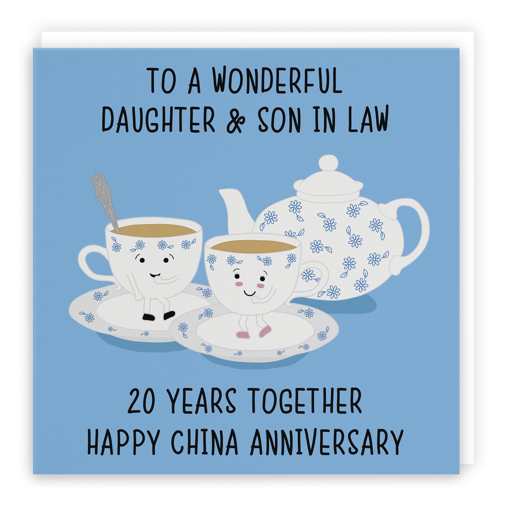 Hunts England - Daughter And Son In Law 20th Anniversary Card - To A Wonderful Daughter & Son In Law - 20 Years Together - Happy China Anniversary - Iconic Collection — image 1