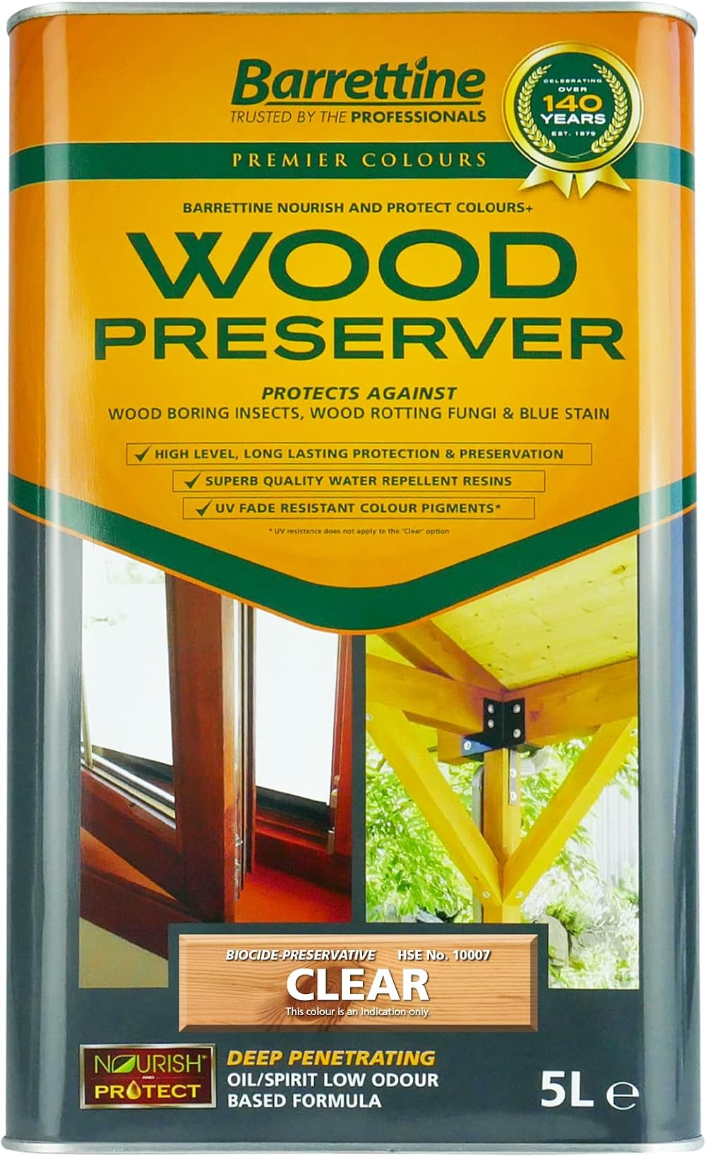 Barrettine Wood Preserver Clear 5L - UV Fade Resistant, Water Repellent