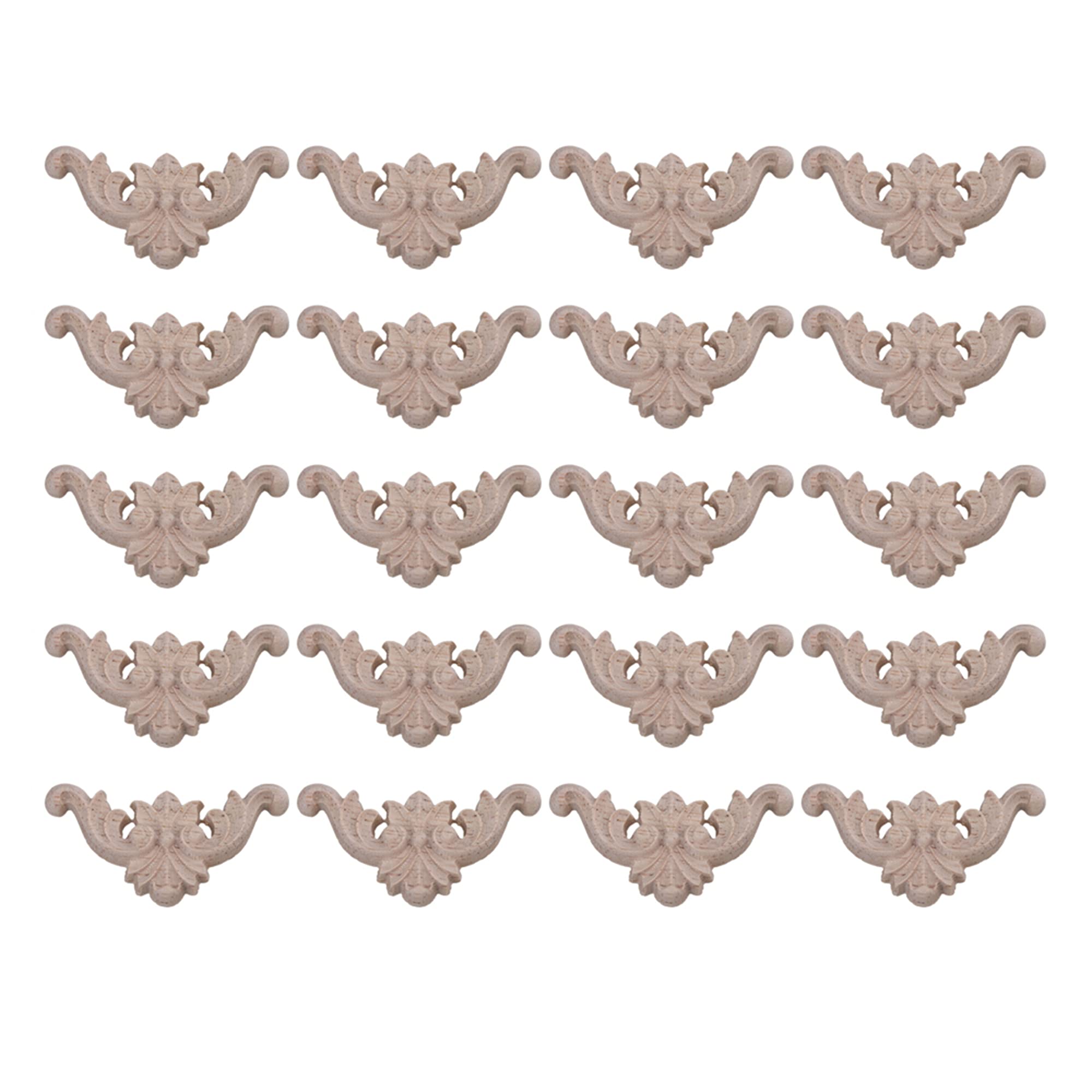 Mxfans 20Piece Type C-15 Wood Carved Decal Corner Onlay Applique Flower 40x40mm