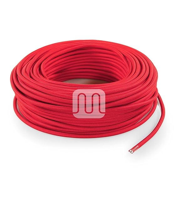 Textilkabel für Lampe 3 Meter 3 adrig rot (3x0,75mm2) SuperFlex | Lampenkabel | Textilummanteltes Stoffkabel zum bau dekorati