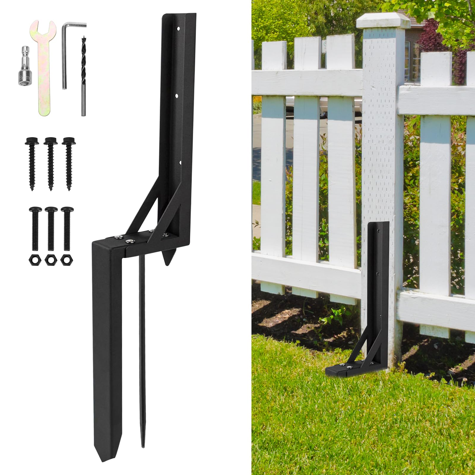 WingFly Fence Post Repair Kit, Heavy Duty Fixer Anchor Ground Spike, Fence Post Support Stake for Repairing Garden Fence (1)