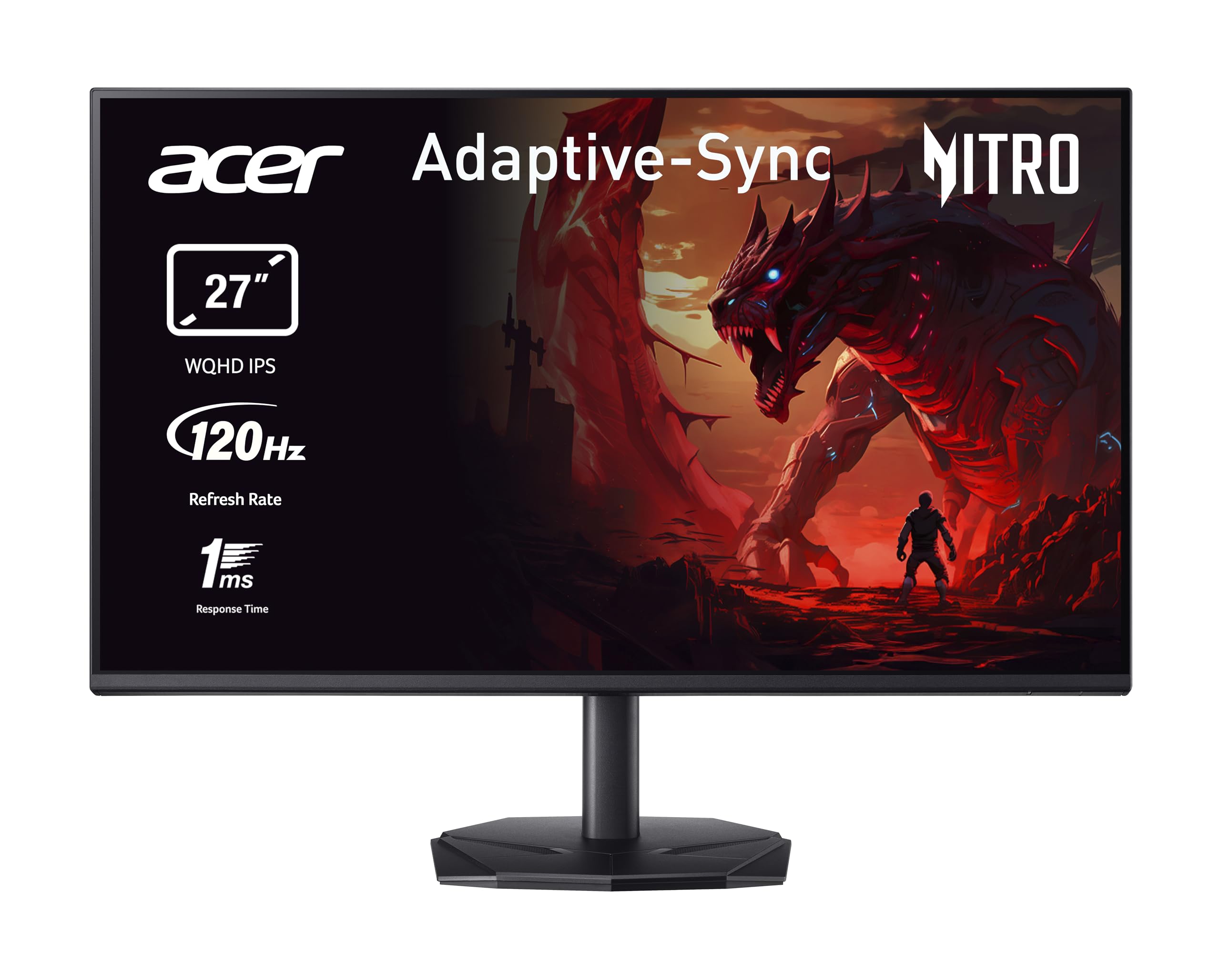 acer Nitro KG272UGbmiipfx Monitor Gaming 27", Display WQHD IPS 120 Hz, 1ms(VRB), AdaptiveSync, Luminosità 250 nits, HDMI 2.0, DP 1.2, Speaker Integrati, Cavo HDMI Incluso, Nero