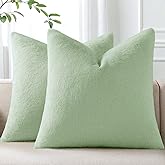 Pallene Faux Fur Plush Spring Throw Pillow Covers 20x20 Set of 2, Soft Fluffy Couch Pillow Covers for Living Room, Sage Green