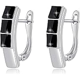 Stunning Austrian Crystal Leverback Earrings for Women 14K White Gold Plated Huggie Earrings Hypoallergenic Jewelry Gift