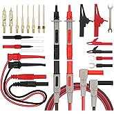 SWANLAKE 27-Piece Multimeter Test Leads Set, CAT.III 1000V / CAT.IV 600V Multimeter Probes with Alligator Clips, Needle Probe, Replaceable Probe Accessories, Soft PVC Volt Meter Lead
