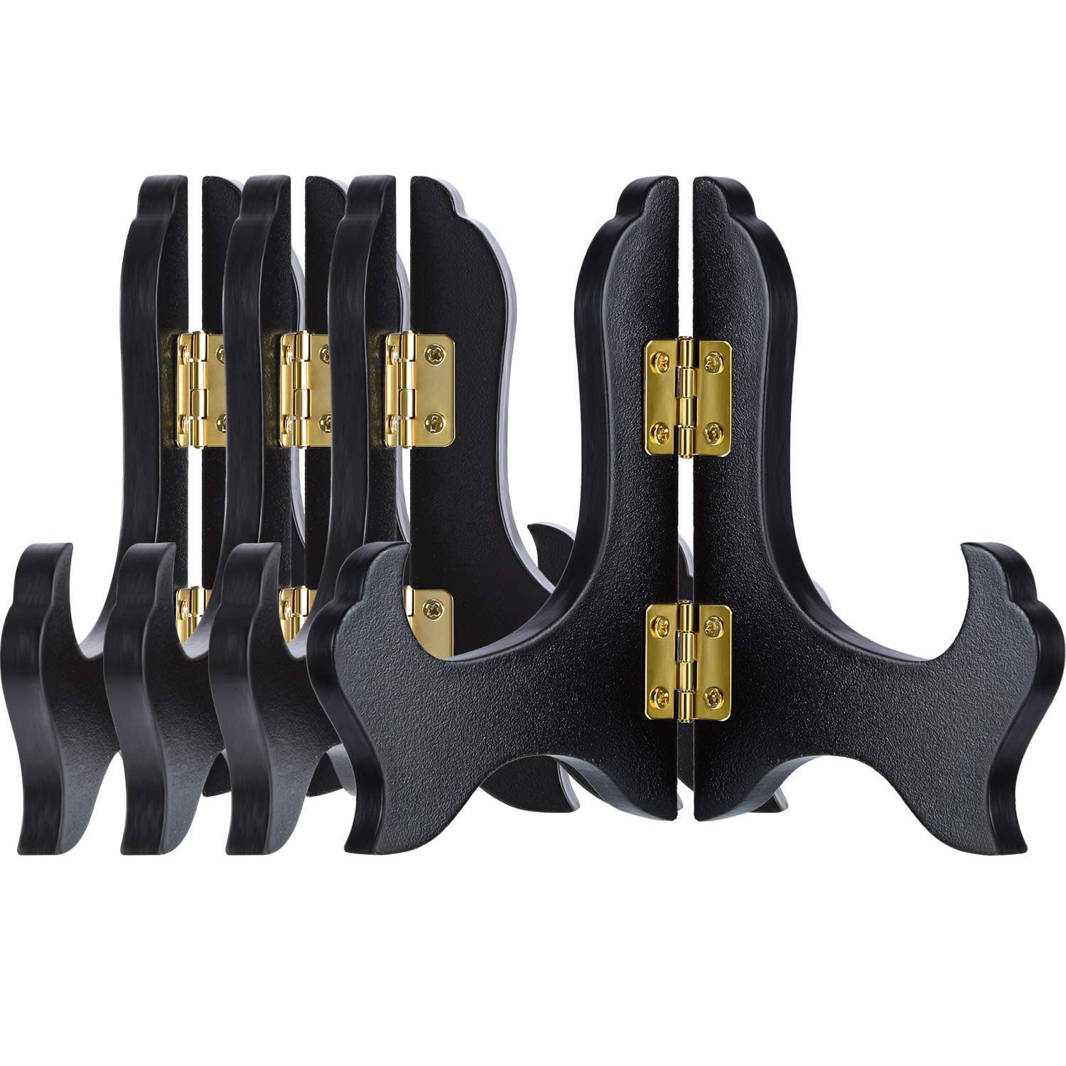 Tatuo 4 Packs Wooden Display Stand Plate Holder Easels (4 Inch, Black)