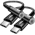 JSAUX 2-Pack USB Type C to 3.5mm Female Headphone Jack Adapter, USB C to Aux Audio Dongle Cable Cord Compatible with iPhone 15 Pro Max/15 Pro/15 Plus/15, Samsung Galaxy S23/S22, iPad Pro, Pixel -Black