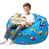 Lukeight Stuffed Animal Storage Bean Bag Chair Cover for Teens, Velvet Plush Toy Organizer Seat, Cover Only, No Filling Included, Long YKK Zipper, Side Pocket, XX-Large 36"D x 20"H