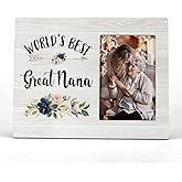FONDCANYON World’s Best Great Nana Floral Picture Photo Frame,Great Nana Grandmother Mother’s Day Gift Picture Frames,Great Grandma Gifts For Birthday Christmas (4x6 Inch Photo)