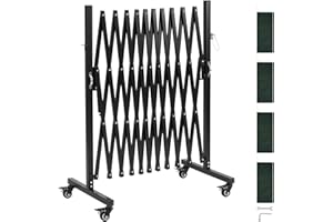 VEVOR Expandable Barricade, 11FT Expandable Safety Barrier, Flexible Mobile Barricade with Locking Casters, Portable Folding 