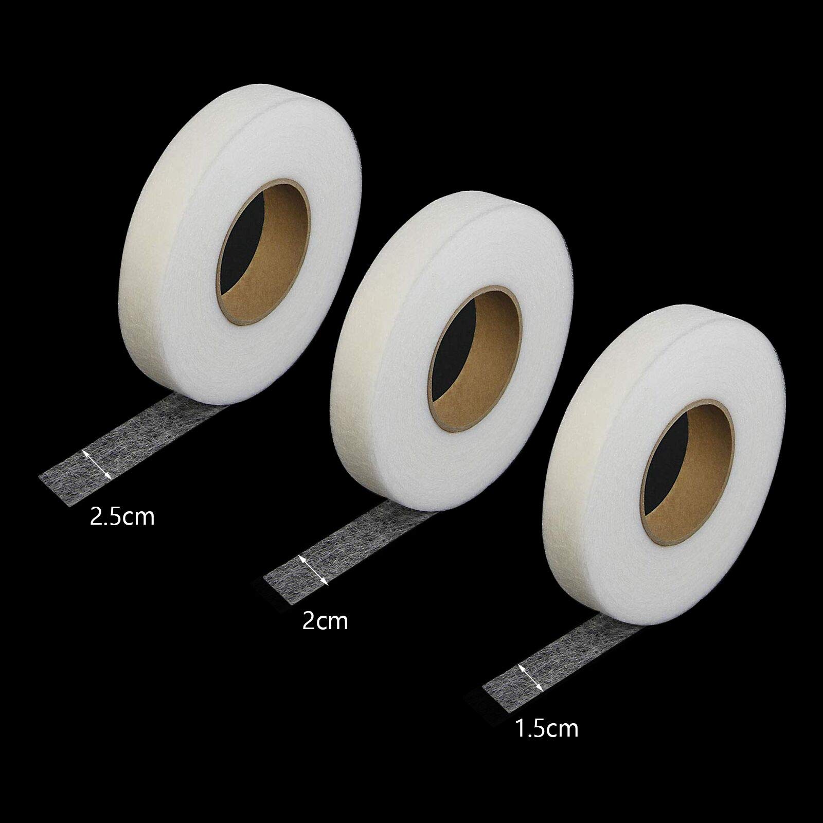 Matogle 4pcs Adhesive No Sewing Tape Iron on Fabric Tapes Roll for Hamming Home Office Clothes Repairing Sealing Items Craft DIY 3 Sizes