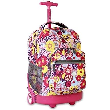 J World New York Sunrise Rolling Backpack Poppy Pansy Kids Backpacks Amazon Com