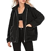 Comeon Women's Winter Warm Faux Fur Coat Long Sleelve Cardigan Boyfriend Shearling Fuzzy Jacket with Pockets