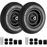 RRQ 4.80/4.00-8 Tire and Wheel, 16" Pneumatic Wheelbarrow Tires, 2 Pack | Wheel Barrow Wheels and Tires, 3" Centered Hub, 3/4" Bearings and 5/8" ID Iron Axle Tube, 400 Lbs Load, for Trailers, Wagons