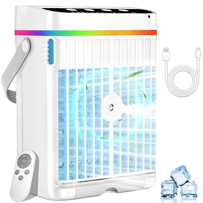 Portable Air Conditioners, 1250ml Mini Air Conditioner Portable Air Cooling Fan Air Cooler Fan with 3 Speeds & 1-3H Timer, Aire Acondicionado Portatil for Bedroom Room Office Desk