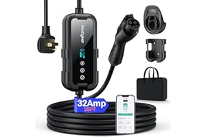 NexCyber Level 2 EV Charger 32Amp with WiFi APP/Plug-Play, 240V NEMA 14-50P Plug, 25FT Cable with ETL Certified, Portable Ele