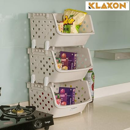 Buy Klaxon Plastic Storage Racks 3 Tier Fordable Multipurpose