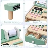 OSLINE Wooden Cash Register Set for Kids Montessori Learning Pretend Play view 4