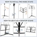 New Bee Music Stand with Carrying Bag, Adjustable Tripod Base, Black view 5