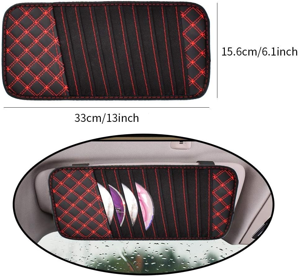 LUEYAO 80 Capacity Heavy Duty CD/DVD Wallet Binder, Car Interior Sun Visor 10 Disc CD Case, Storage, Bag, Holder, Booklet (Blue & Red): Electronics