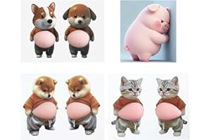 6 Pcs 3D Shiba Inu Dog Belly Stickers and a Cute Pig Sticker, Super Soft Silicone Anti-Collision Stickers, Cute Squishy Dog B