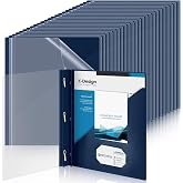 Teling 48 Pcs Presentation Folders Bulk with Clear Report Cover, Dark Blue | Fits 8.5x11 Paper, Clear Front for Business Proposals Resumes, Metal Prongs Secure Pages, School Assignments Reports